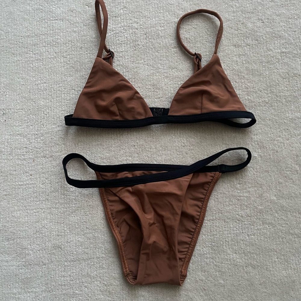 Matteau Brown and Black Tres Petit Triangle / Brief Bikini Set